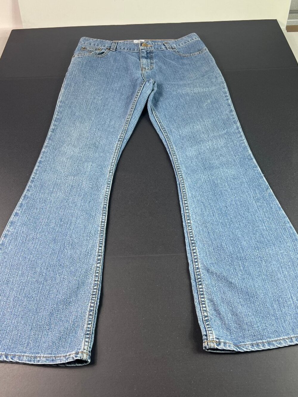 Y2K Calvin Klein Jeans Junior's 30x29* Low Rise Flare Blue Faded Denim Tag 9